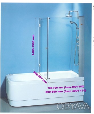 Шторы на ваннуРазмеры: 700х800x1400 мм.дверь распашнаяпрофиль сатинстекло матово. . фото 1
