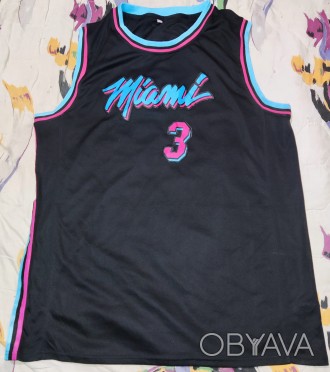 Баскетбольная майка NBA Miami Heat, Wade, размер 2XL-3XL, длина-80см, под мышкам. . фото 1