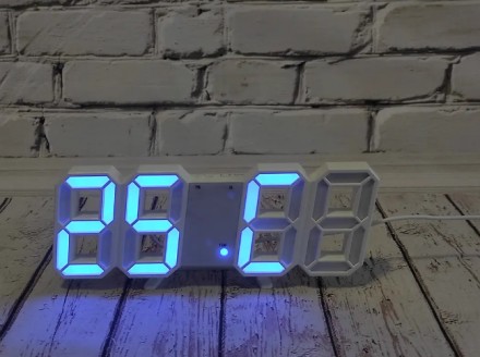 
Електронний годинник, настільний із будильником і термометром LY-1089 синя підс. . фото 6