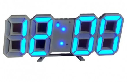 
Електронний годинник, настільний із будильником і термометром LY-1089 синя підс. . фото 5