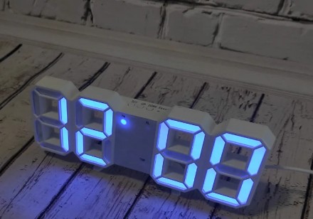 
Електронний годинник, настільний із будильником і термометром LY-1089 синя підс. . фото 8