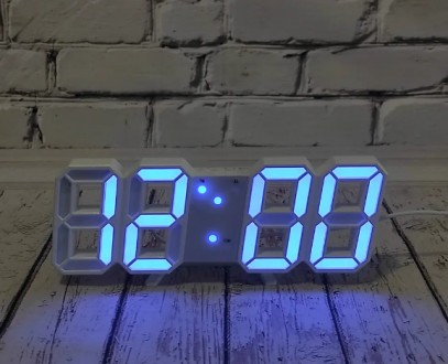 
Електронний годинник, настільний із будильником і термометром LY-1089 синя підс. . фото 3
