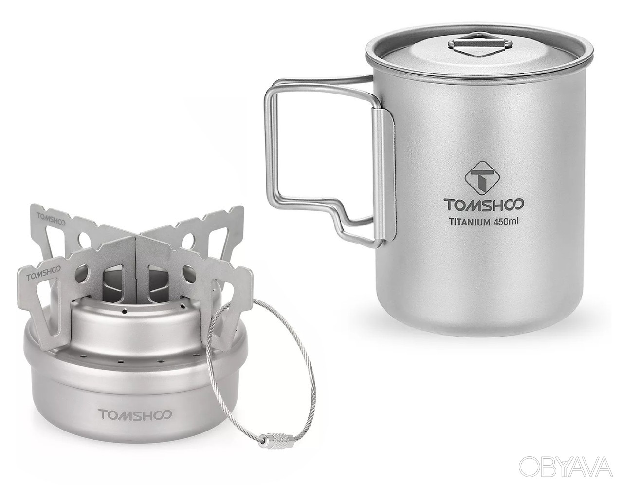 ᐈ Титановая спиртовка + Титановая кружка Tomshoo 450ml. Печка из титана ...