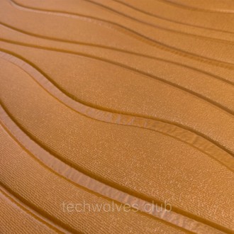 Самоклеюча декоративна настінно-стельова 3D панель коричневі хвилі 700x700x7мм (. . фото 3