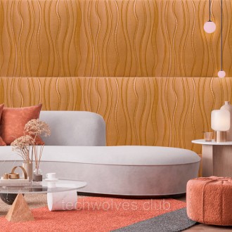 Самоклеюча декоративна настінно-стельова 3D панель коричневі хвилі 700x700x7мм (. . фото 4