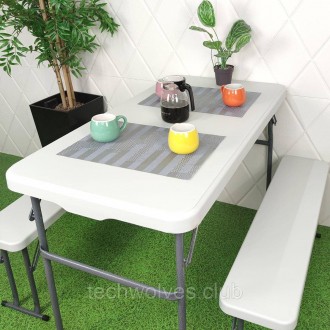 Набір садових меблів (стіл+2 лавки) SW-00001612
Матеріал: пластик високої щільно. . фото 3