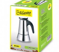 Металева кавоварка (еспрессо) нержавіюча сталь 100 мл Maestro MR-1660-2 Корпус в. . фото 4