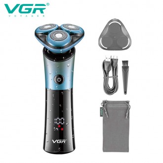 Електрична бритва для чоловіків IPX6 VGR V-326 синя
Водонепроникна електробритва. . фото 2