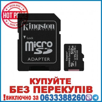 Kingston 512GB micSDXC Canvas Select Plus 100R A1 C10 Card + ADP Модуль флеш-пам. Дніпро. фото 1 Kingston 512GB micSDXC Canvas Select Plus 100R A1 C10 Card + ADP Модуль флеш-пам. Дніпро. фото 1
