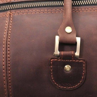 Стильна дорожня, спортивна шкіряна містка велика міцна коричнева сумка з натурал. . фото 6