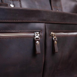 Якісна, міцна шкіряна коричнева* вінтажна ділова сумка з відділенням для ноутбук. . фото 4