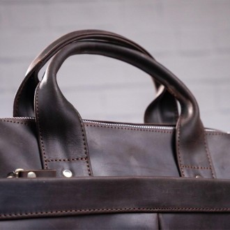 Якісна, міцна шкіряна коричнева* вінтажна ділова сумка з відділенням для ноутбук. . фото 5