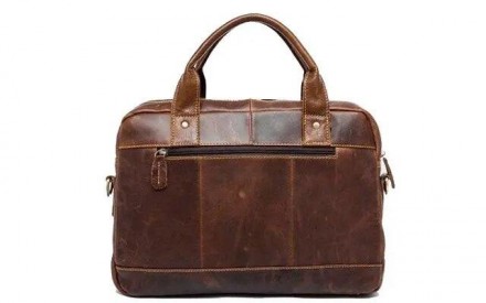 Стильна світло-коричнева, руда сумка для ноутбука з натуральної шкіри з потертос. . фото 3