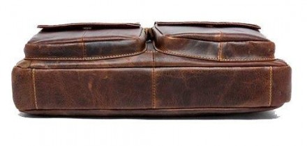 Стильна світло-коричнева, руда сумка для ноутбука з натуральної шкіри з потертос. . фото 5