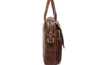 Стильна світло-коричнева, руда сумка для ноутбука з натуральної шкіри з потертос. . фото 4
