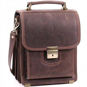 Якісна, респектабельна барсетка, сумка месенджер коричнева з натуральної ВІНТАЖН. . фото 2