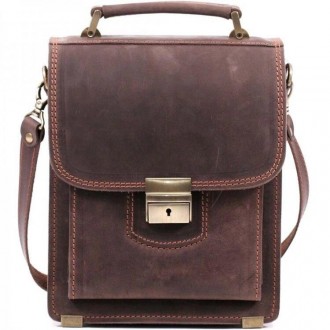 Якісна, респектабельна барсетка, сумка месенджер коричнева з натуральної ВІНТАЖН. . фото 9