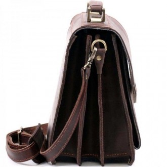 Якісна, респектабельна барсетка, сумка месенджер коричнева з натуральної ВІНТАЖН. . фото 7