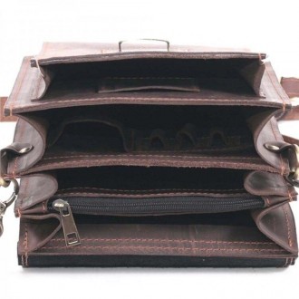 Якісна, респектабельна барсетка, сумка месенджер коричнева з натуральної ВІНТАЖН. . фото 5