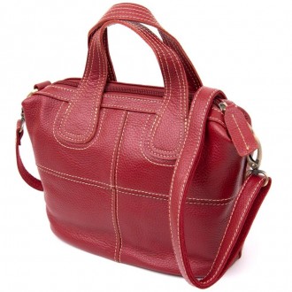 Компактна жіноча червона сумка з натуральної шкіри флотар. Сумку можна носити в . . фото 7