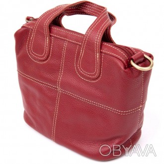 Компактна жіноча червона сумка з натуральної шкіри флотар. Сумку можна носити в . . фото 1