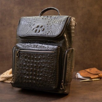 Стильний, респектабельний, оригінальний шкіряний рюкзак повсякденний, дорожній д. . фото 7