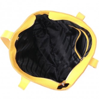 Жовта містка велика шкіряна якісна сумка шопер із довгими ручками.
Натуральна фа. . фото 8