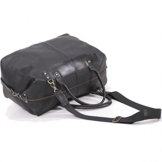 Дорожня сумка шкіряна стильна спортивна чорна якісна виготовлена з натуральної ш. . фото 5