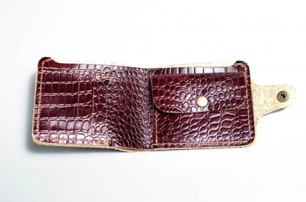 Стильний респектабельний, якісний чоловічий гаманець коричневий, портмоне з нату. . фото 3