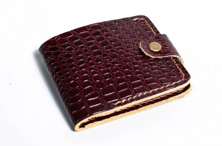 Стильний респектабельний, якісний чоловічий гаманець коричневий, портмоне з нату. . фото 2