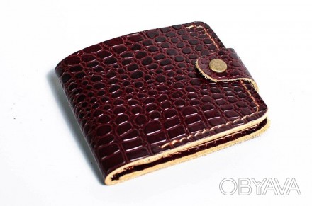 Стильний респектабельний, якісний чоловічий гаманець коричневий, портмоне з нату. . фото 1