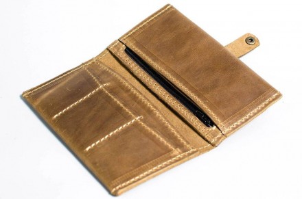 Стильний гаманець світлий коричневий, оливковий колір вертикальний, гаманець, по. . фото 5