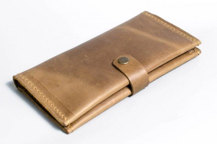 Стильний гаманець світлий коричневий, оливковий колір вертикальний, гаманець, по. . фото 2