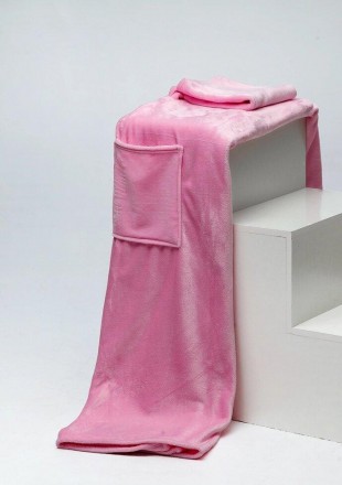 Теплий рожевий плед із рукавами. Розмір: 200х150 см, довжина рукавів 60 см. Для . . фото 3