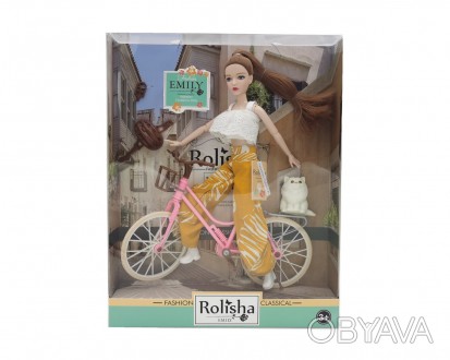 Кукла Emily с велосипедом, с аксессуарами, р-р куклы - 29см, кор.28.5*6.5*36см /. . фото 1
