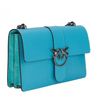 Стильна блакитна шкіряна сумка італійська на ланцюжку через плече.
Розміри: 27 x. . фото 2