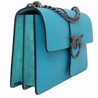 Стильна блакитна шкіряна сумка італійська на ланцюжку через плече.
Розміри: 27 x. . фото 6