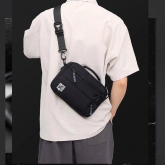 Чоловіча сумка через плече з міцного текстилю в чорному кольорі. 
Сумку можна но. . фото 11