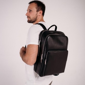 Шкіряний чоловічий рюкзак для ноутбука до 15” повсякденний, дорожній. Рюкзак виг. . фото 4