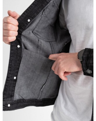 
 Джинсовая куртка серо-черная с полосками
Ткань: коттон
Замеры:
M
Грудь полуобх. . фото 4