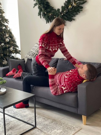 
 Жіночий новорічний зимовий светр з різдвяними оленями червоний
Тканина дуже пр. . фото 8