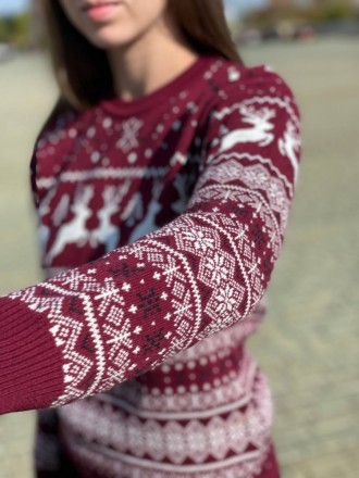 
 Жіночий новорічний зимовий светр із різдвяними оленями бордовий 
Тканина дуже . . фото 11