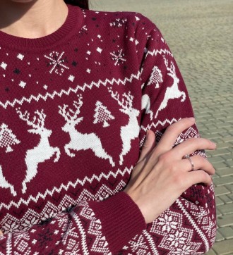
 Жіночий новорічний зимовий светр із різдвяними оленями бордовий 
Тканина дуже . . фото 10