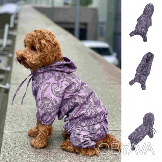Водостійкий одяг для собак плащ дощовик з капюшоном на підкладці з водовідштовху. . фото 1