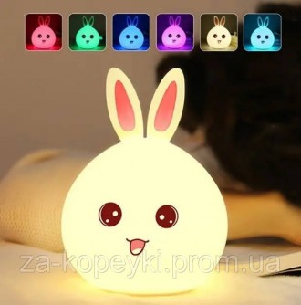 Детский светильник – ночник Зайчик LED Rabbit Soft Touch силиконовый со встроенн. . фото 2