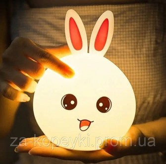 Детский светильник – ночник Зайчик LED Rabbit Soft Touch силиконовый со встроенн. . фото 7
