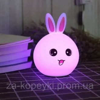Детский светильник – ночник Зайчик LED Rabbit Soft Touch силиконовый со встроенн. . фото 6