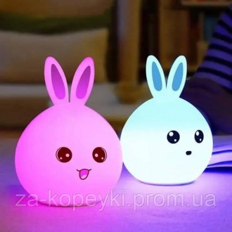 Детский светильник – ночник Зайчик LED Rabbit Soft Touch силиконовый со встроенн. . фото 8