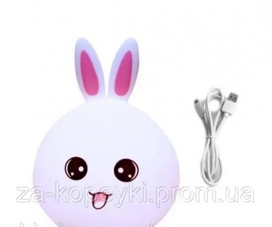 Детский светильник – ночник Зайчик LED Rabbit Soft Touch силиконовый со встроенн. . фото 4