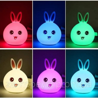 Дитячий світильник – нічник Зайчик LED Rabbit Soft Touch силіконовий із вбудован. . фото 11